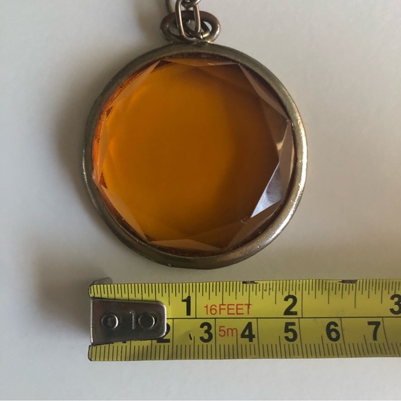 Vintage Amber translucent glass pendant w/ long chain necklace - Picture 6 of 6